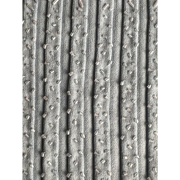 Beaded Womens Large Sweater Blue Ribbed Knit Off Shoulder Pullover Hong Kong 90s - Picture 9 of 13